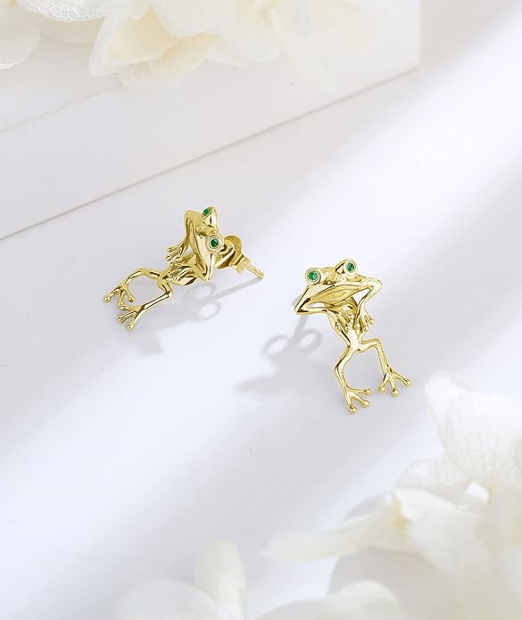 INFUSEU Sterling Silver Cute Stud Earrings Cat Frog Mushroom Bunny, Small Gifts for Women Teen Girls Animal Lovers