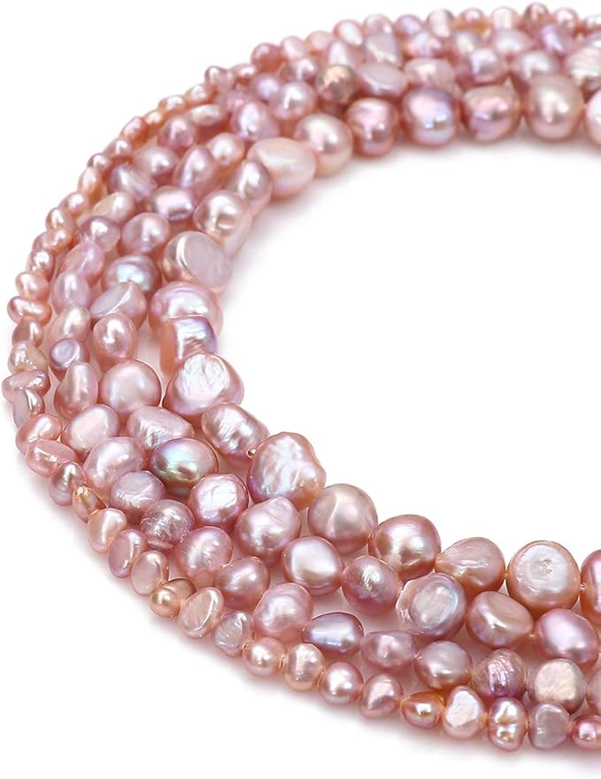 BEADIA Natural Pearl Beads Side Hole 6-7mm Purple Freshwater Cultured Loose Gemstone Beads for DIY Jewelry Making 13.8''/Strand