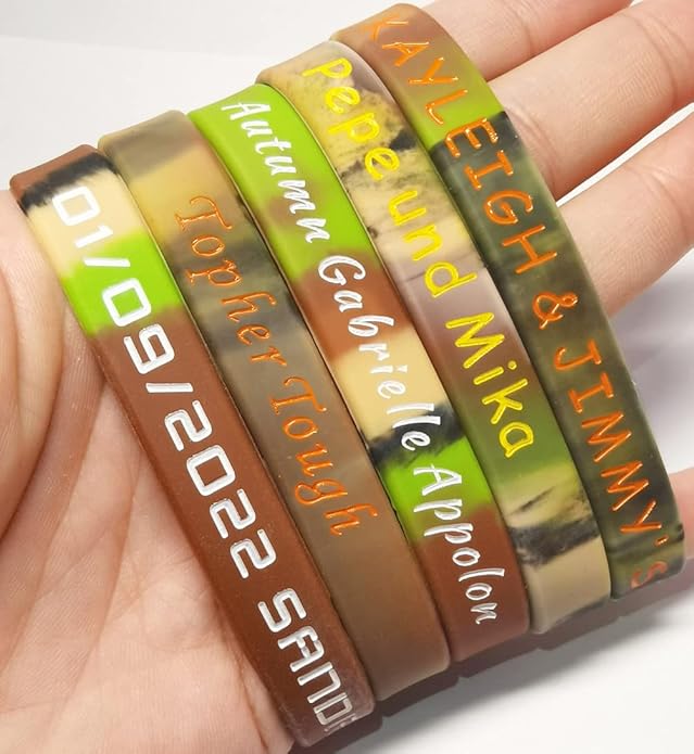 50 Custom Rubber Bracelets Personalized Silicone Wristbands Customized Bulk for Events, Support, Wedding, Awareness, Motivation Customizable