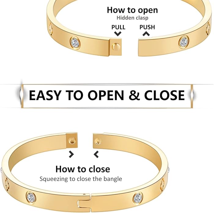 18K Gold-plated Bracelets for Women Friendship Love Bangle Bracelets Stainless Steel Bracelet Jewelry Birthday Gifts for Women Stocking Stuffers