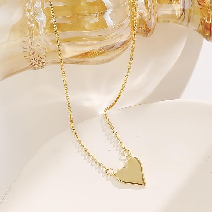 Collner 14K Gold Heart Pendant Necklace for Women Dainty Star Necklace Tiny Evil Eye Choker Necklace Boho Crescent Moon Necklace Minimalist Jewelry