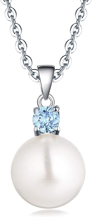 925 Sterling Silver Freshwater Cultured Pearl Pendant Necklace JO WISDOM Jewelry for Women,Girls