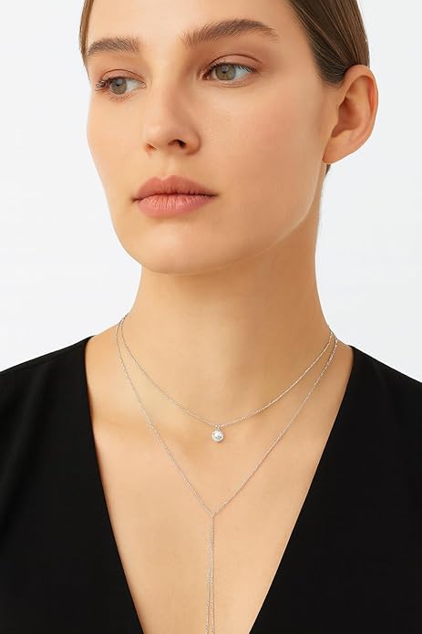 14K Gold Plated Y Necklace for Women – Dainty Lariat Long Pendant Chain, Layered Drop Necklace for V Neck Dress, Simple Sexy Cleavage Jewelry Gifts for Women