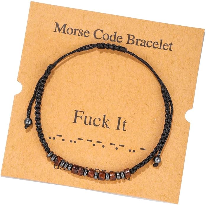 RINTOLER Morse Code Bracelets for Women Men Gifts for Her Best Friend Funny Inspirational Bracelets for Women Jewelry Adjustable Silk Beaded Wrap Bracelet