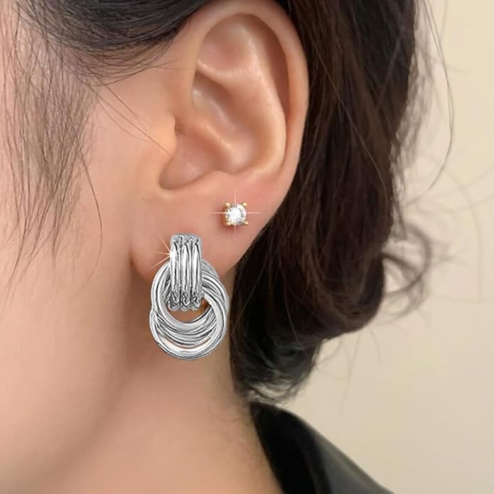 3Pairs Gold Hoop Earrings Set for Women Trendy Chunky Huggie Dainty Earring Jewelry for Women Teens