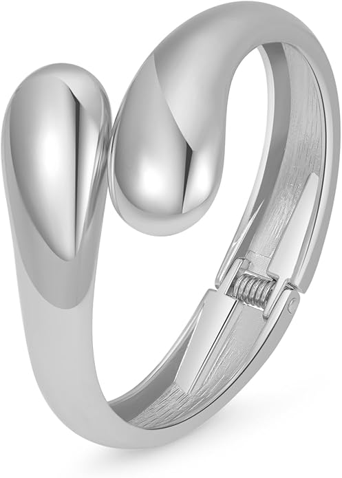 Bangle Bracelets for Women | 14K Gold Plated Trendy Wide Bracelets | Hinged Arm Cuff Bangles Chunky Bracelet for Women