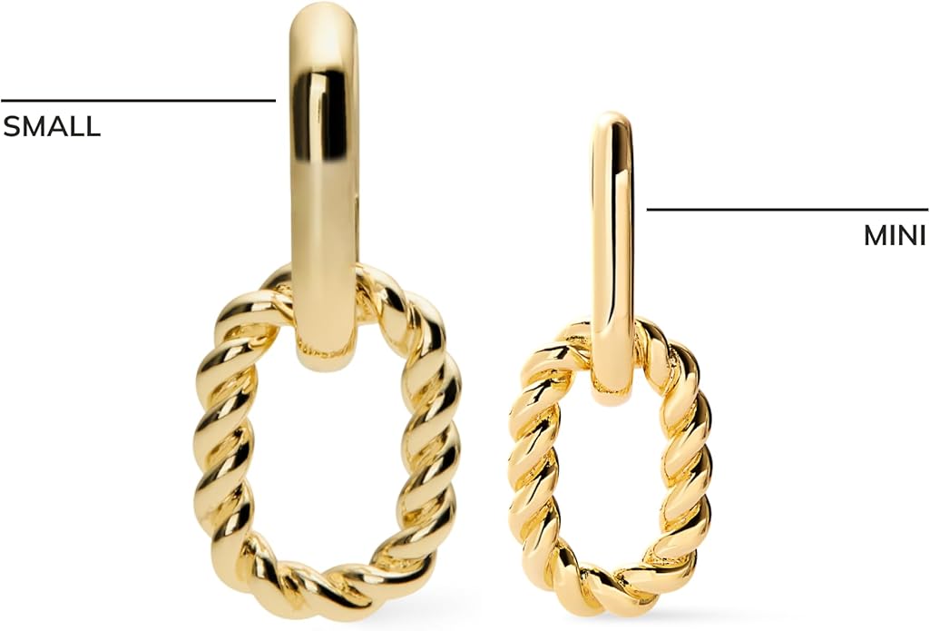 Ana Luisa Ash Double Hoop Earrings for Women - 14K Gold Plated, Silver & Two-Tone Drop Dangle Hoop Earring - Trendy Paperclip Link Huggie Hoop - Hypoallergenic, Water-Resistant & Tarnish-Free Jewelry