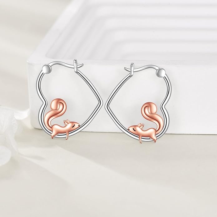 YFN Animal Earrings Sterling Silver Animal Heart Hoop Dangle Earrings Cute Jewelry Gifts for Women