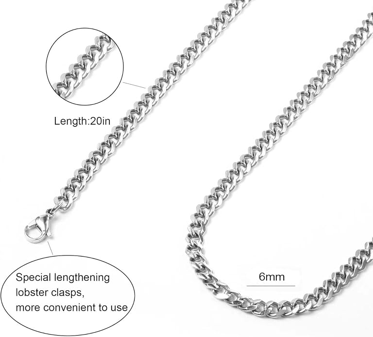 IEFLIFE Gifts for Men - Silver/Black/Gold Chunky Cuban Link Chain for Men, Fathers Day Graduation Gifts for Him Dad Son Grandpa Step Dad Uncle