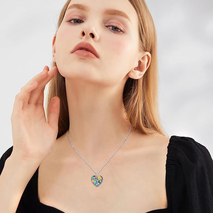 CHENGHONG Sunflower Necklace 925 Sterling Silver Tree of Life Necklace Daisy/Rose/Sunflower Pendant Necklace Sunflower Jewelry Gifts for Women Mom