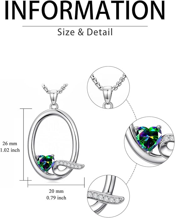 Christmas Gifts for Women Alphabet A to Z Initial Birthstone Pendant Necklaces for Women - 18k White Gold Plated Personalized Name Jewelry Valentine Mothers Day Birthday Gifts for Women Her Girlfriend