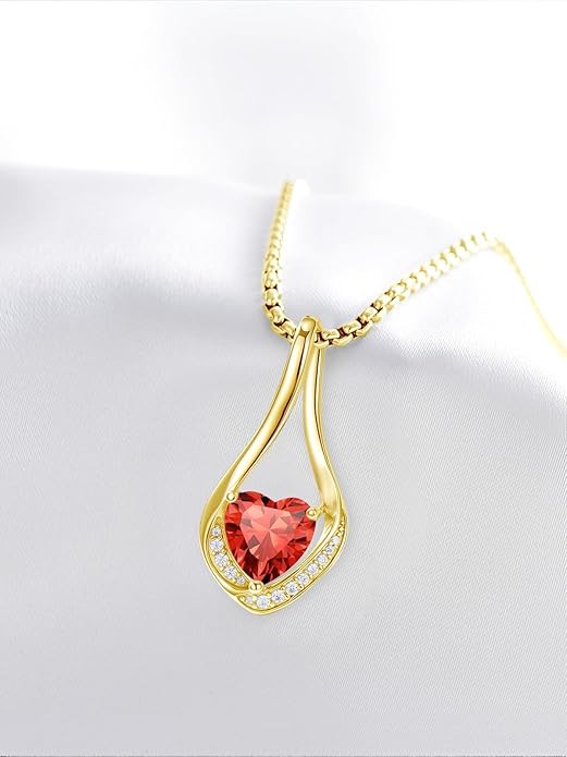 Birthstone Necklaces for Women,18k Yellow/White Gold Plated Forever Love Heart Infinity Pendant Necklace Anniversary Jewelry Christmas Birthday Gifts for Women Her Wife Girlfriend
