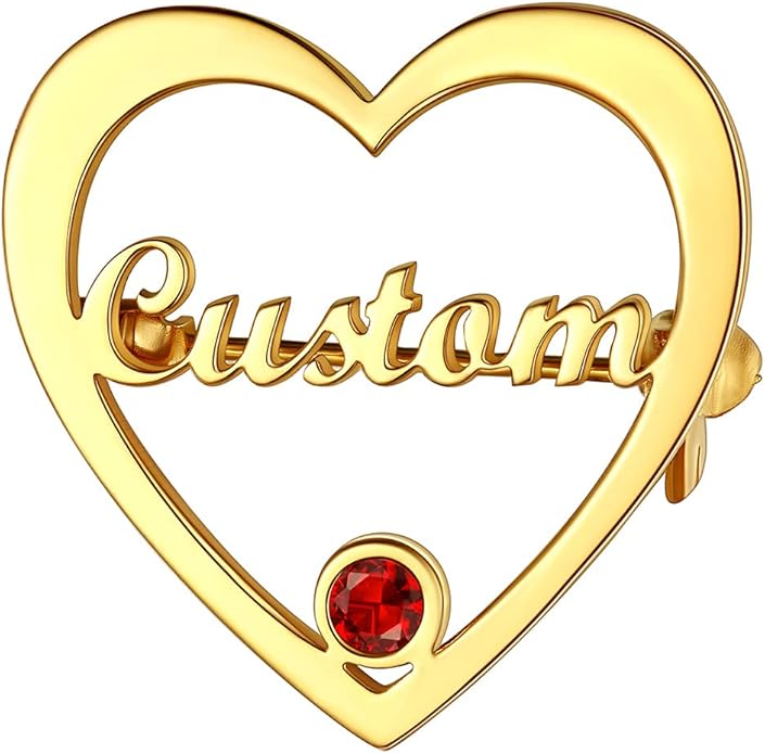 Custom4U Custom Name Pin Personalized Brooch Pins for Women Men Stainless Steel Name Tag with Letters/Initials - Silver/Gold/RoseGold/Black Customized Jewelry Gifts for Birthday Wedding Business Party