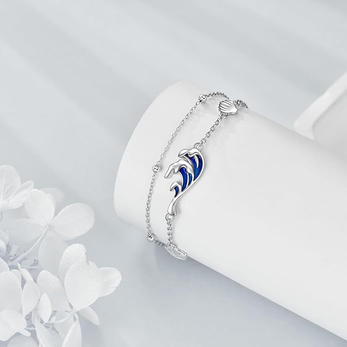AOBOCO Sterling Silver Anklet for Women Crystal Butterfly Dragonfly Evil Eye Ankle Bracelet