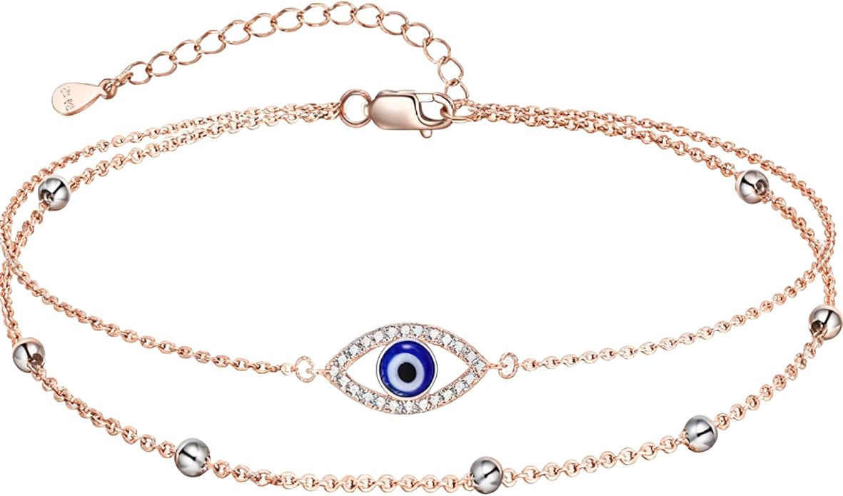 Evil Eye Anklet 10/14/18K Gold Stackable Evil Eye Ankle Bracelets Christmas Jewelry Anklets Gifts for Women