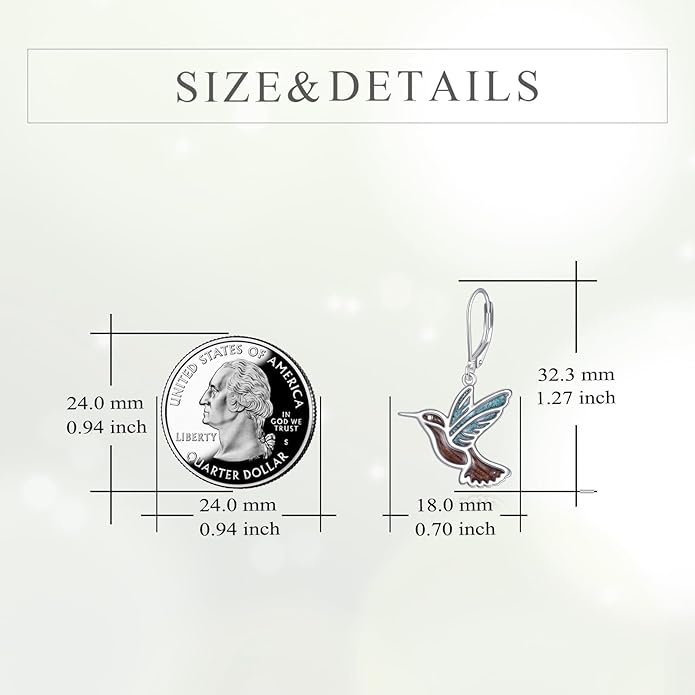 YFN Hummingbird Earrings Bird Dangle 925 Sterling Silver Jewelry Gifts for Women