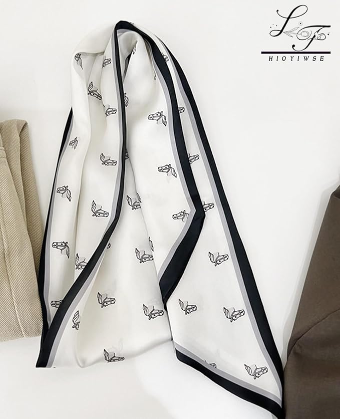 Hioyiwse Head Scarf Hair Neck Scarves For Women Purse Bag Scarfs For Handbags Silky Long Thin Satin Headscarf Fashion