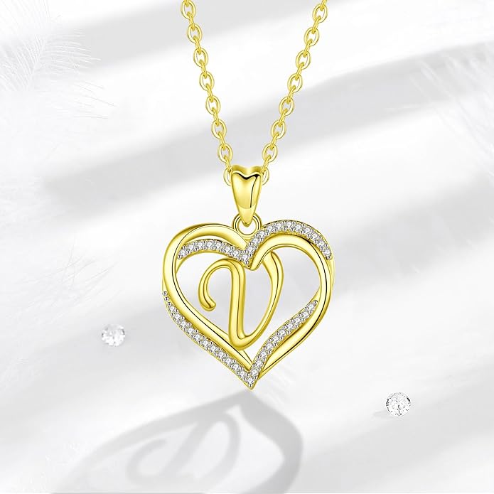 INFUSEU Unique Initial Necklaces for Women Girls Small Heart Letter Jewelry, Meaningful Personalized Gifts