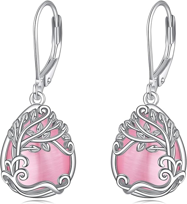 Moonstone Filigree Drop Dangle Teardrop Earrings 925 Sterling Silver Moonstone Leverback Earrings for Women Jewelry Gifts