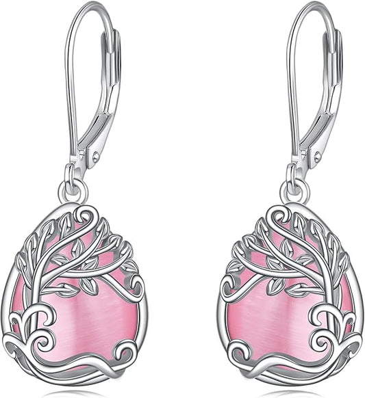 Moonstone Filigree Drop Dangle Teardrop Earrings 925 Sterling Silver Moonstone Leverback Earrings for Women Jewelry Gifts