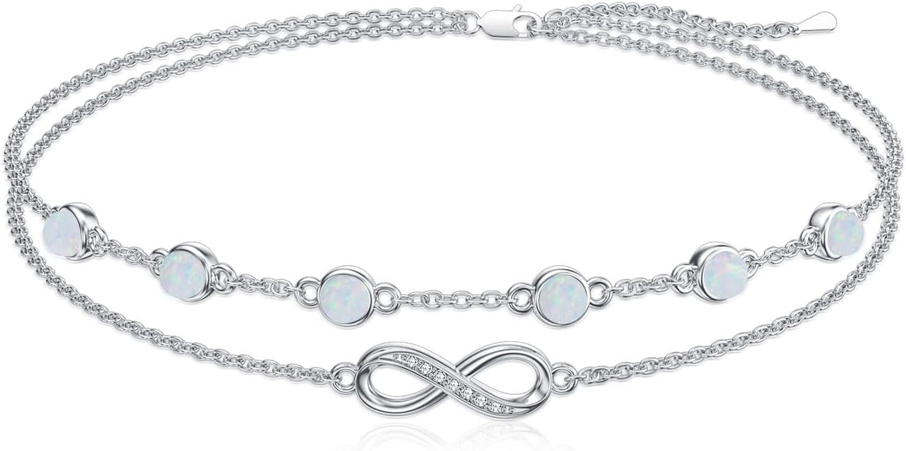 Dorunmo Anklet Bracelets For Women 925 Sterling Silver Birthstone/Infinity/Butterfly/Evil Eye/Turtle/Pineapple/Starfish/Heart Anklets Bracelets Jewelry Gifts for Women