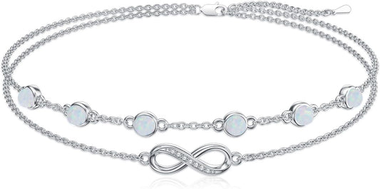 Dorunmo Anklet Bracelets For Women 925 Sterling Silver Birthstone/Infinity/Butterfly/Evil Eye/Turtle/Pineapple/Starfish/Heart Anklets Bracelets Jewelry Gifts for Women