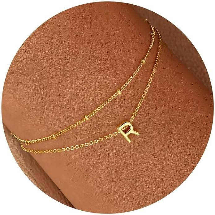 Turandoss Gold Initial Bracelets for Women, Dainty 18K Real Gold Plated Layered Letter A-Z Initial Bracelets Personalized 26 Alphabet Monogram Gold Bracelets for Women Jewelry Gifts Trendy