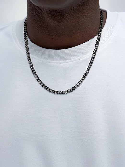 ChainsHouse Miami Cuban Link Chain Necklace for Men, 4.8mm/6mm/10mm/14mm Width, 14K Gold Plated/Stainless Steel/Black Mens Chunky Hip Hop Necklace Curb Chains, 14"-30" Length, Come Gift Box
