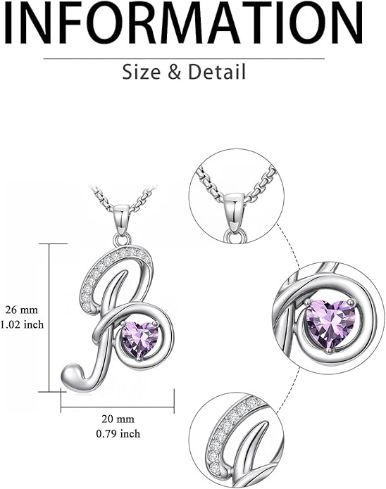 Christmas Gifts for Women Alphabet A to Z Initial Birthstone Pendant Necklaces for Women - 18k White Gold Plated Personalized Name Jewelry Valentine Mothers Day Birthday Gifts for Women Her Girlfriend