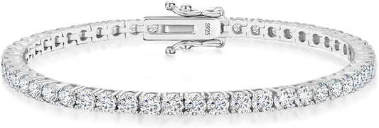 KRKC&CO Lab-Grown Moissanite Tennis Bracelet Women, Luxury Anniversary Wedding Bridal Gift for Wife, 2.2-13.8 ct.tw, D Color VVS1, 925 Sterling Silver 14K Golden Plated, Hypoallergenic, Everyday Jewelry