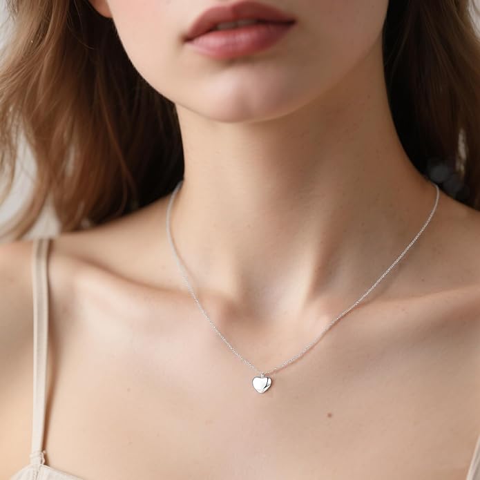SLUYNZ 925 Sterling Silver Love Heart Choker Necklace for Women Teens Simple Love Heart Pendant Necklace Chain for Mother's Day