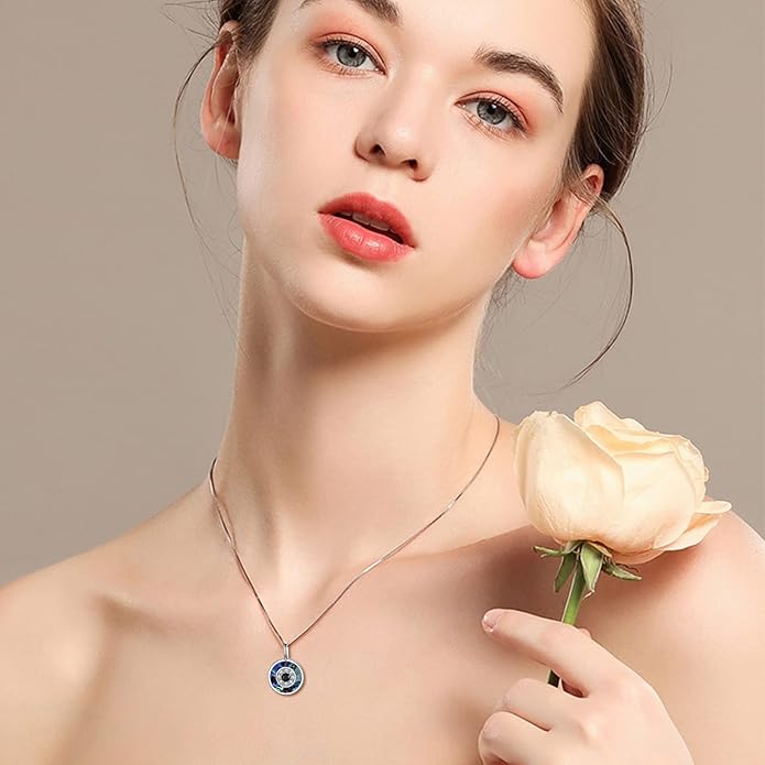 PEIMKO Evil Eye Necklace for Women 925 Sterling Silver Greek Protection Evil Eye Necklaces Jewelry Amulet Gift for Women