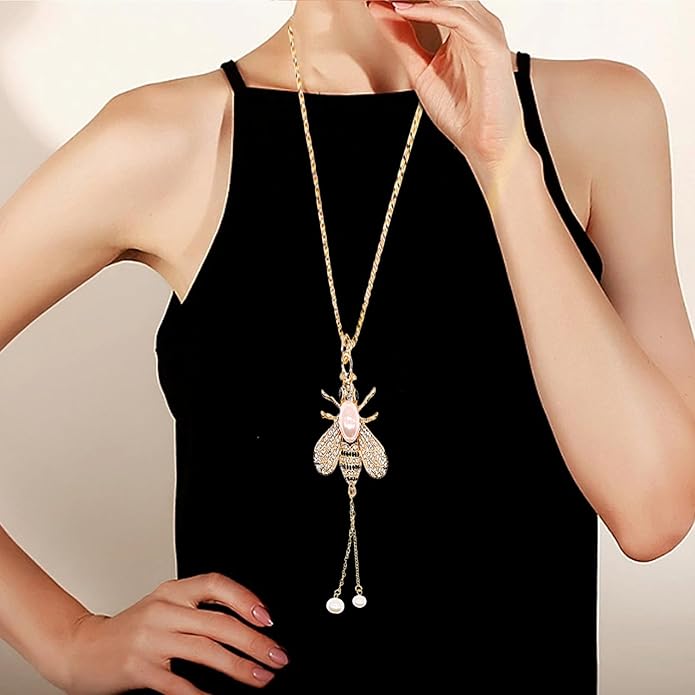 Honey Bee Brooches Crystal Insect Themed Bee Brooch Animal Fashion Shell Pearl Brooch Pin Gold Tone