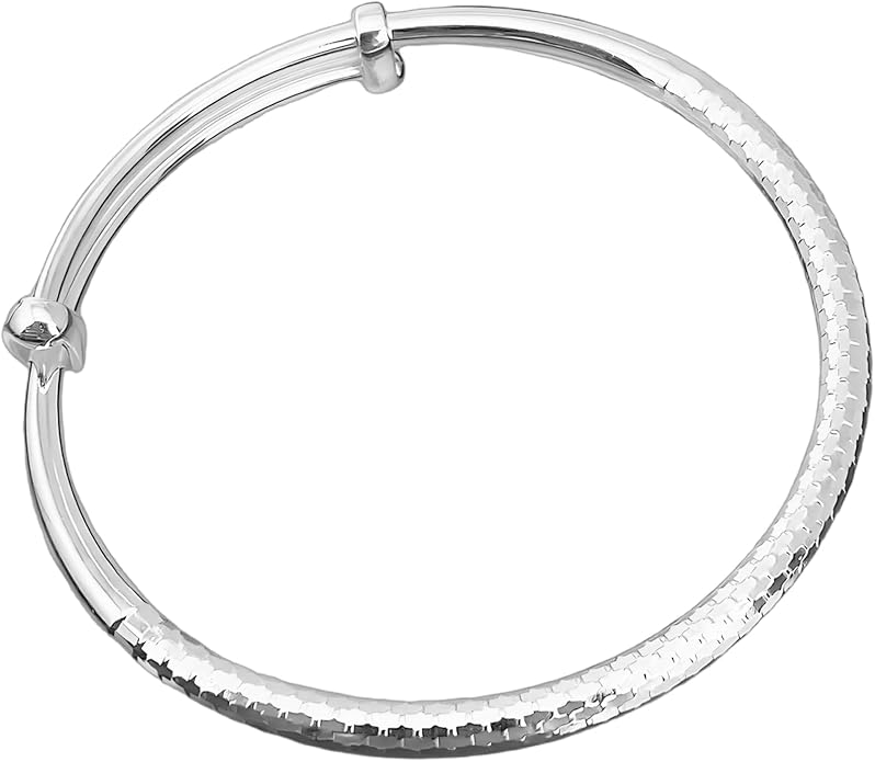 S925 Silver Bangle Bracelet for Women, Elegant Women‘s Sterling Silver Bracelet Bangle Adjustable 6.4-7.8 inches Small Size