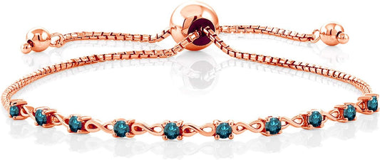 Gem Stone King Round Gemstone Birthstone Tennis Bracelet For Women | 925 Sterling Silver | 2.5MM Round | Fits Up To 9 Inch Wrist | Adjustable Bolo Bracelet For Women | Easy-On Easy-Off