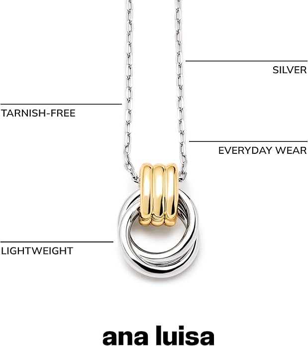 Ana Luisa Pendant Necklaces for Women - 14K Gold Plated and Silver Rhodium Necklace - Pearl, Heart, Circle, Moonstone, Gemstone, Knot Charm Styles - Hypoallergenic, Dainty, Trendy Layering Necklaces