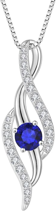 Women Infinity Necklace 925 Sterling Silver Twist Birthstone Pendant with Chain 5A Cubic Zirconia Jewelry