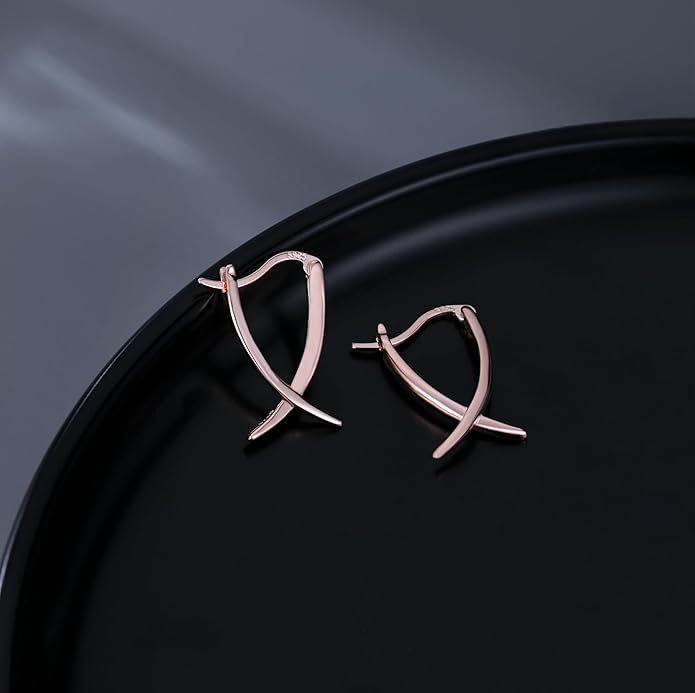 SLUYNZ 925 Sterling Silver X Hoop Earrings for Women Teens Minimalist Hoop Earrings Huggie