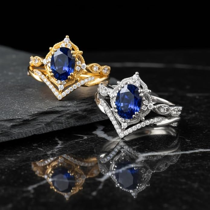 Oval Cut Vintage Gemstone Engagement Rings set for Women S925 Sterling Silver/10K/14K/18K Gold Birthstone Promise Anniversary Bridal Set Ring for her