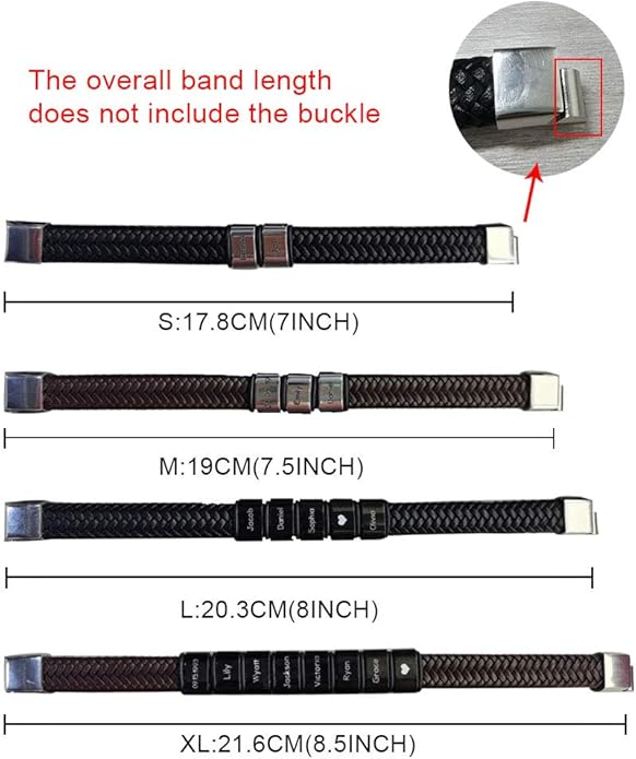 AILIN Custom Beaded Braided Bracelets For Men Leather Stainless Steel Black Brown Color Personalized 1-8 Engraving Name Beads Party Birthday Anniversary Jewelry Father Brother Boyfriends Gifts