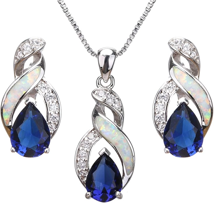 Hermosa Jewelry Sets Australian Created Opal Necklace Earrings Mother's Day Gifts Jewelry for Mom