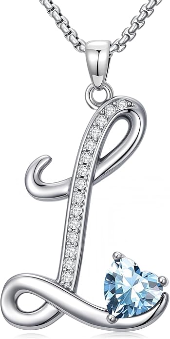 Christmas Gifts for Women Alphabet A to Z Initial Birthstone Pendant Necklaces for Women - 18k White Gold Plated Personalized Name Jewelry Valentine Mothers Day Birthday Gifts for Women Her Girlfriend