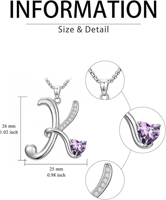 Christmas Gifts for Women Alphabet A to Z Initial Birthstone Pendant Necklaces for Women - 18k White Gold Plated Personalized Name Jewelry Valentine Mothers Day Birthday Gifts for Women Her Girlfriend