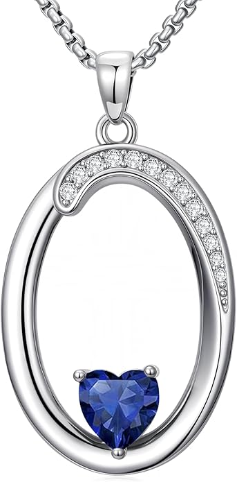 Christmas Gifts for Women Alphabet A to Z Initial Birthstone Pendant Necklaces for Women - 18k White Gold Plated Personalized Name Jewelry Valentine Mothers Day Birthday Gifts for Women Her Girlfriend