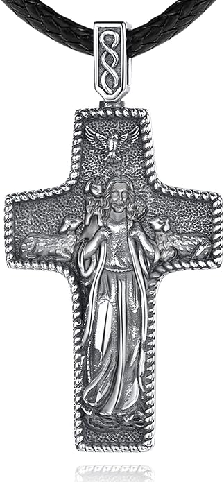 EUDORA 925 Sterling Silver St Christopher/St Benedict/St Michael/Virgin Mary/San Judas Tadeo/Good Shepherd Cross/Archangel Necklace Medal Pendant Protection Religious Amulet Jewelry For Men Women