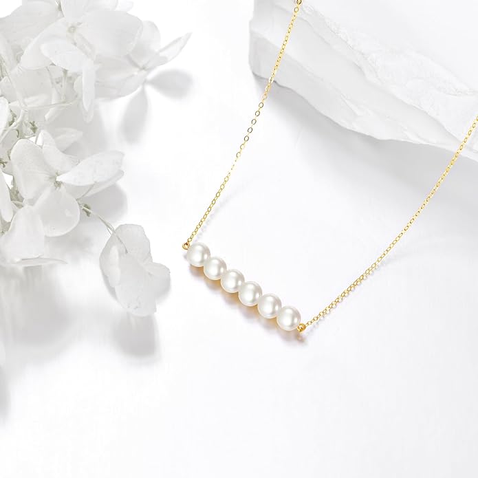 KECHO 14K Real Gold Freshwater Cultured Pearl Pendant Necklace 14K Solid Gold Jewelry Anniversary Birthday Gifts for Women