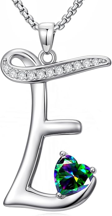 Christmas Gifts for Women Alphabet A to Z Initial Birthstone Pendant Necklaces for Women - 18k White Gold Plated Personalized Name Jewelry Valentine Mothers Day Birthday Gifts for Women Her Girlfriend