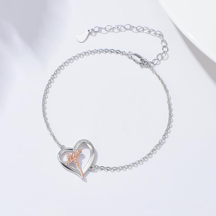 Volleyball/Tennis/Golf Bracelet 925 Sterling Sliver Heart Sports Bracelets Jewelry Gifts for Women Mom Lover Player