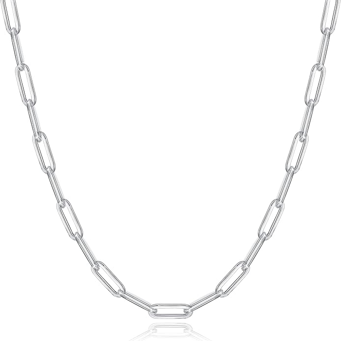 OCHCOH 925 Sterling Silver Clasp 2.5/3/4/5mm Paperclip Chain for Women Silver Chain Necklace 16, 18, 20, 22, 24, 26, 30 Inches