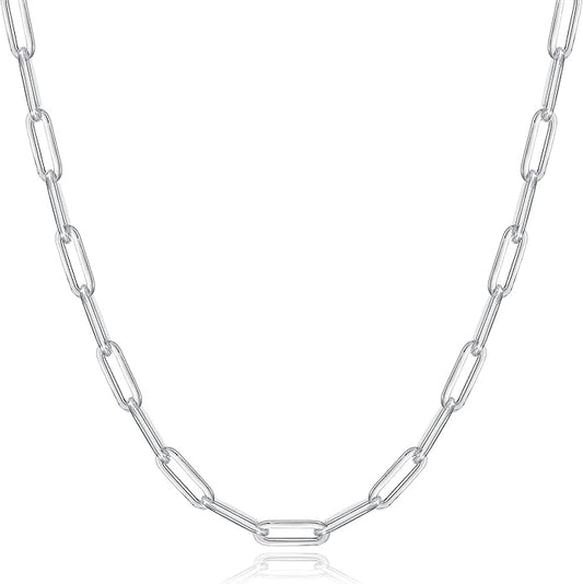 OCHCOH 925 Sterling Silver Clasp 2.5/3/4/5mm Paperclip Chain for Women Silver Chain Necklace 16, 18, 20, 22, 24, 26, 30 Inches